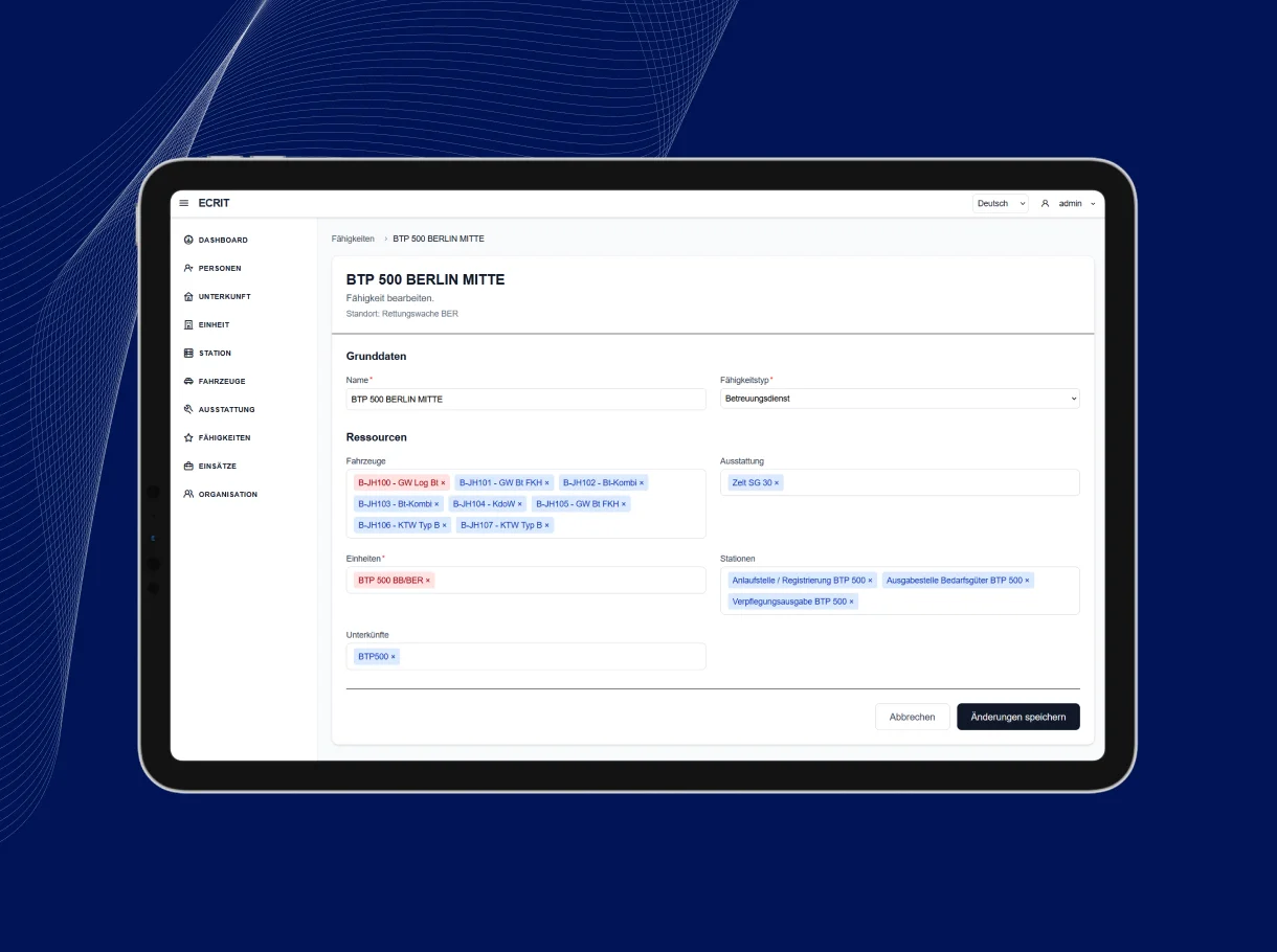 ECRIT Software Feature Fähigkeiten