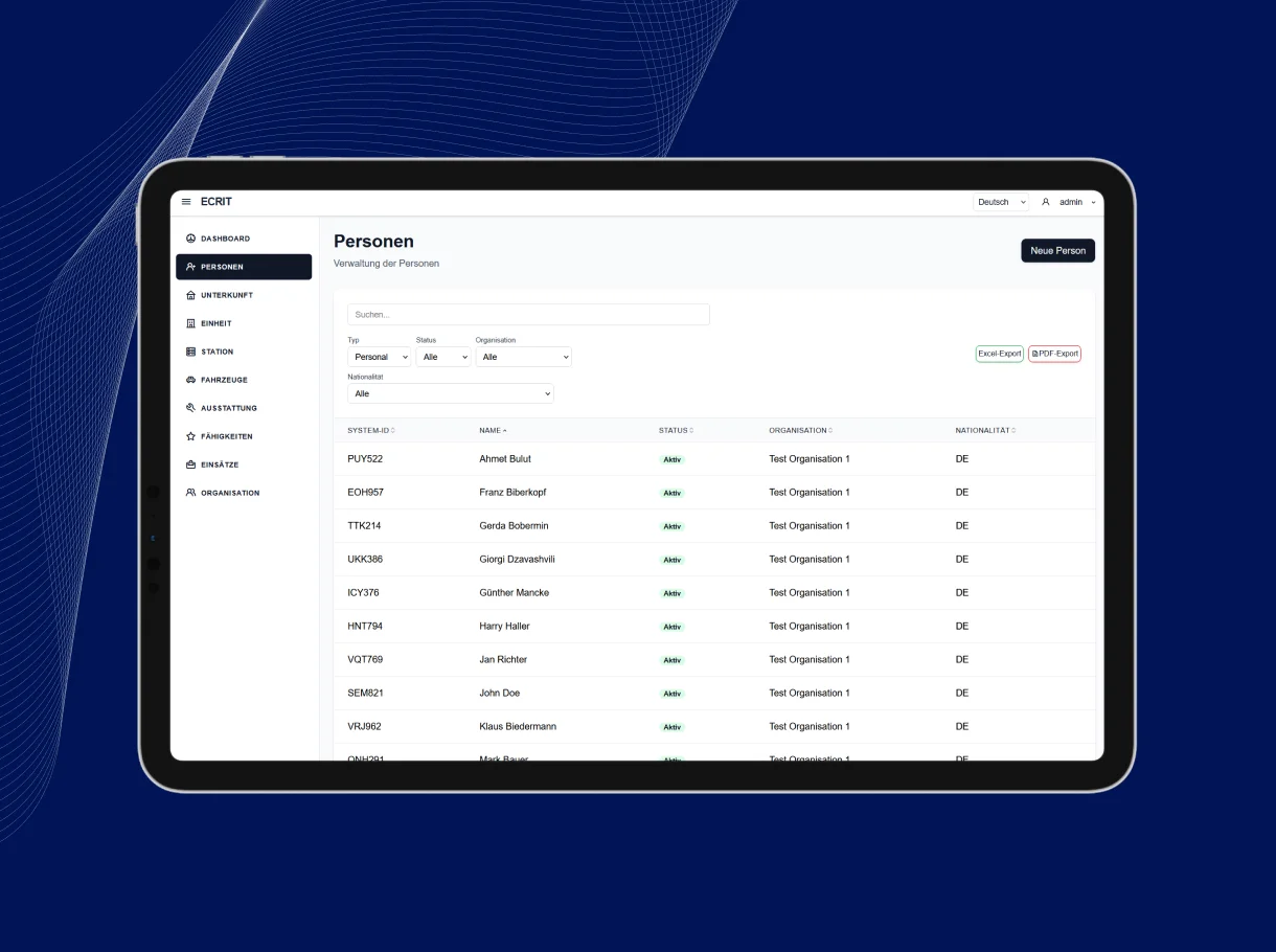 ECRIT Software Feature Registrierung